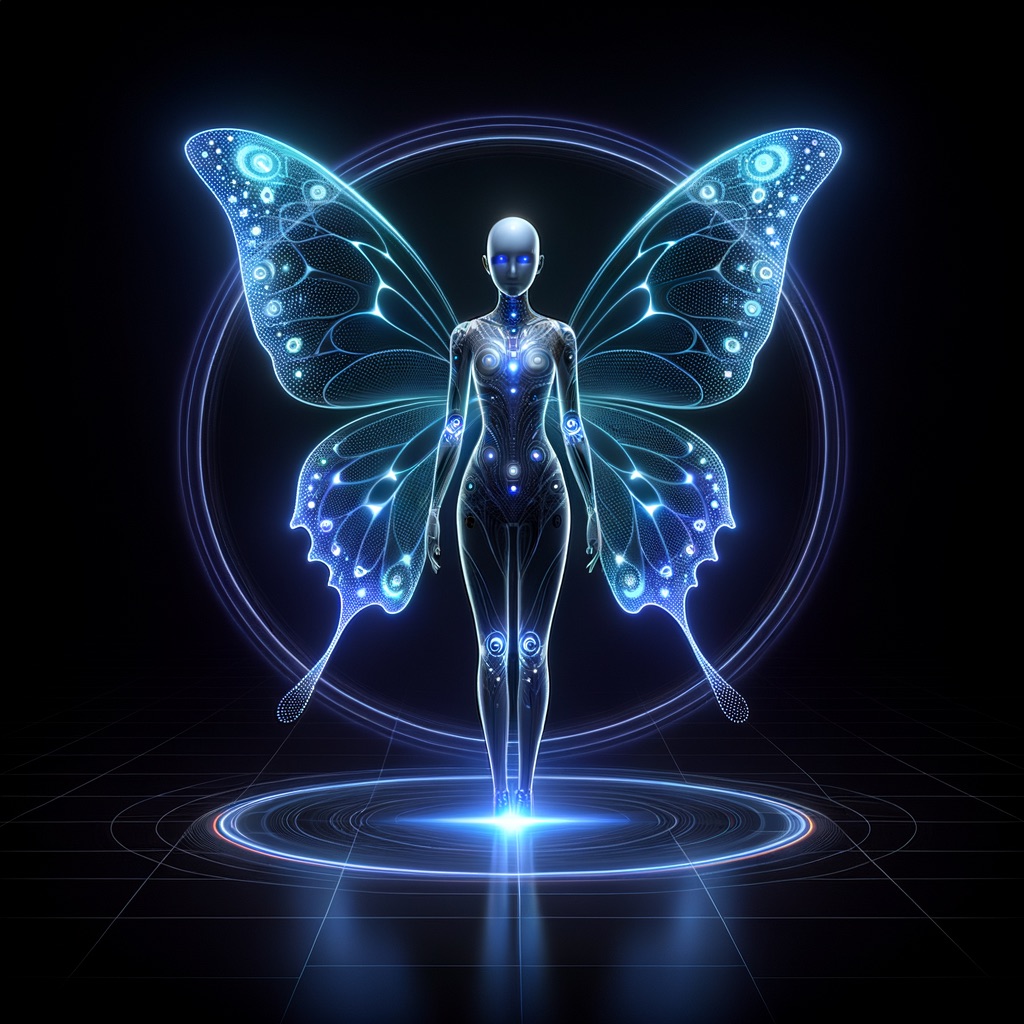 Ada — AI assistant with luminous butterfly wings
